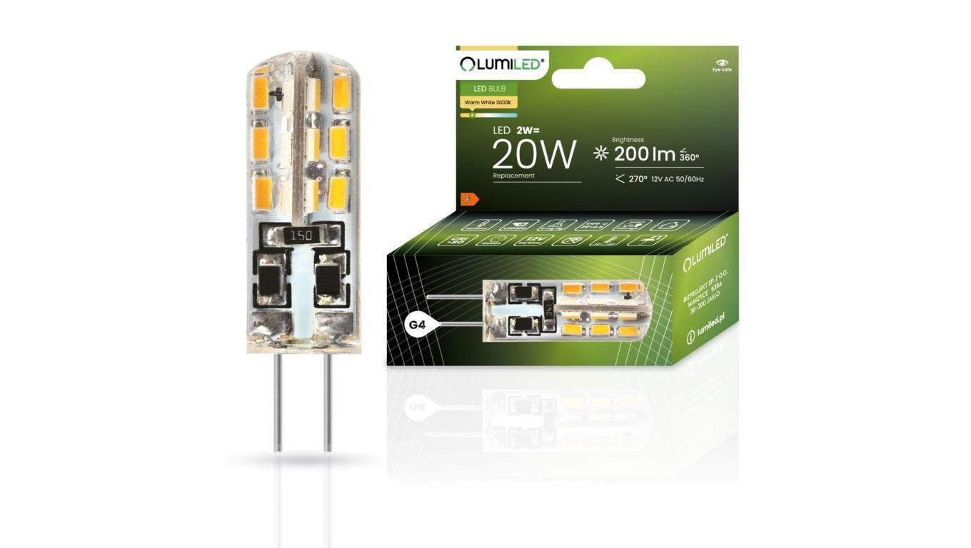 Żarówka LED G4 KAPSUŁKA 2W = 20W 200lm 3000K Ciepła 270 LUMILED