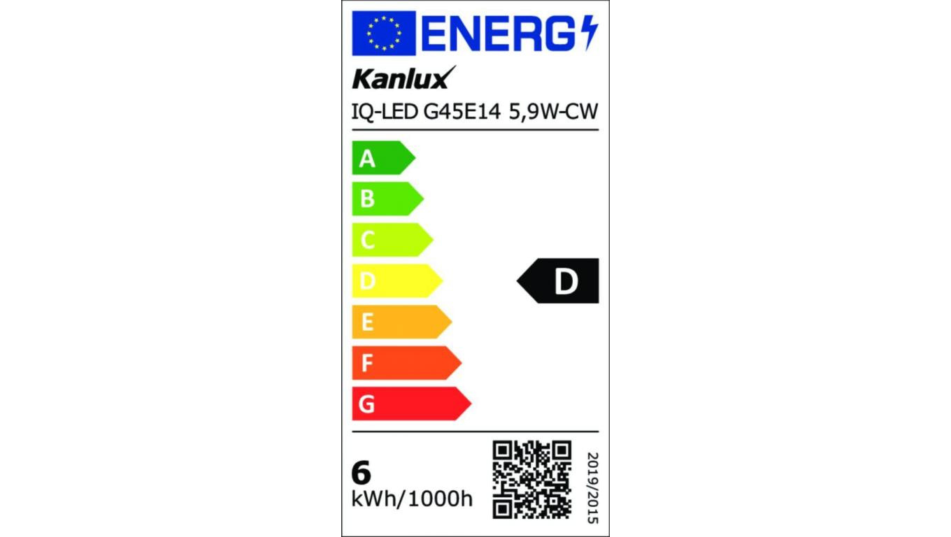 Żarówka LED E14 IQ-LED G45E14 5,9W-CW 806lm 6500K barwa zimna Ra90 3 lata Gwarancji kulka 36696