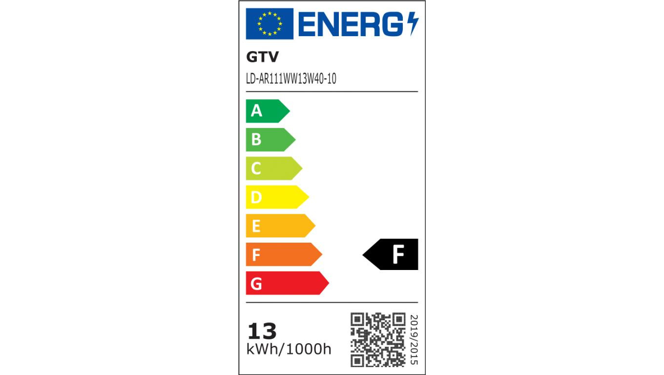 Żarówka LED G53 AR111 12,5W 1100lm 3000K DC12V 40st. czarny LD-AR111WW13W40-10