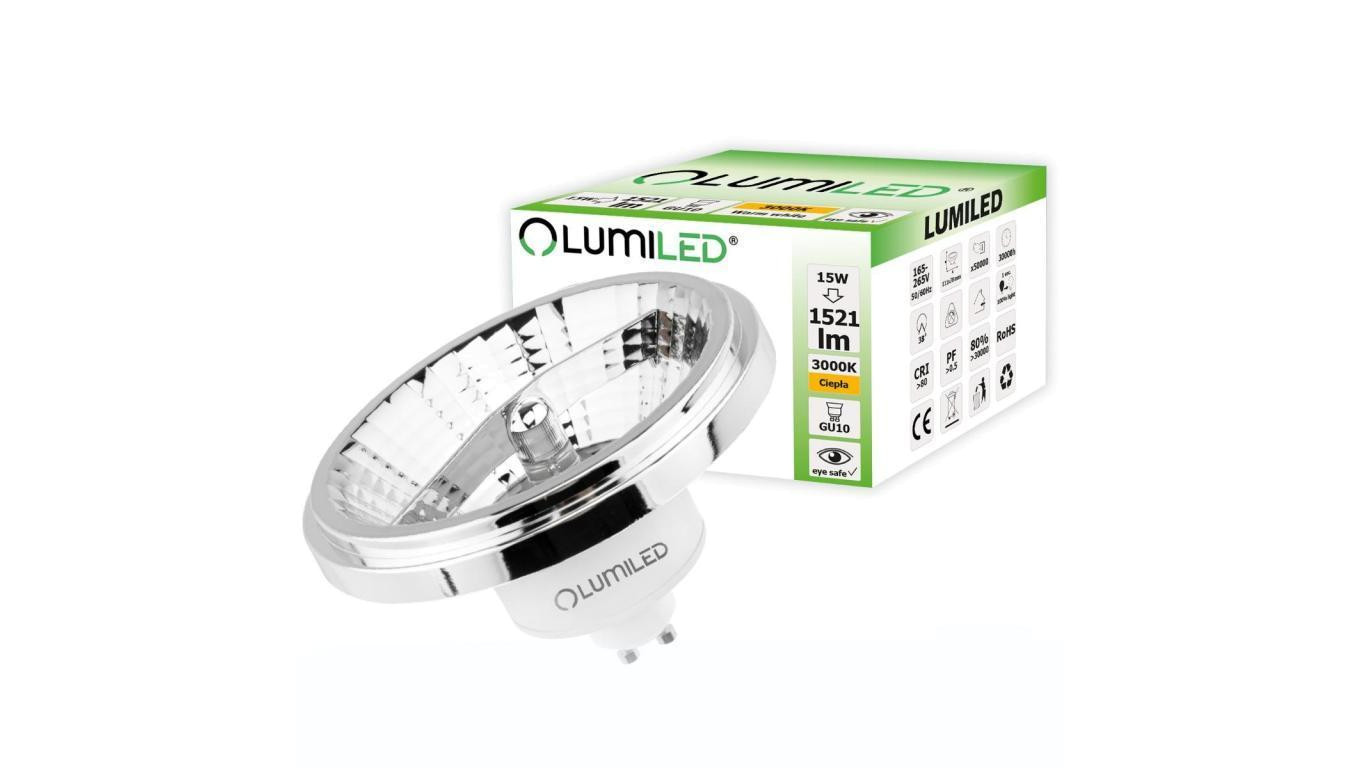 Żarówka LED GU10 ES111 15W = 100W 1521lm 3000K Ciepła 24 Srebrna LUMILED