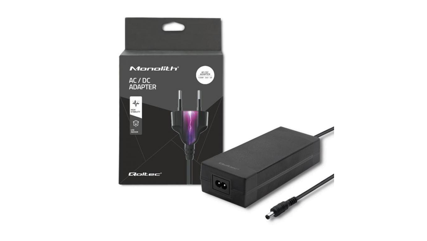 Qoltec Zasilacz desktopowy 120W 24V 5A 5.5*2.5 + kabel zasilajacy