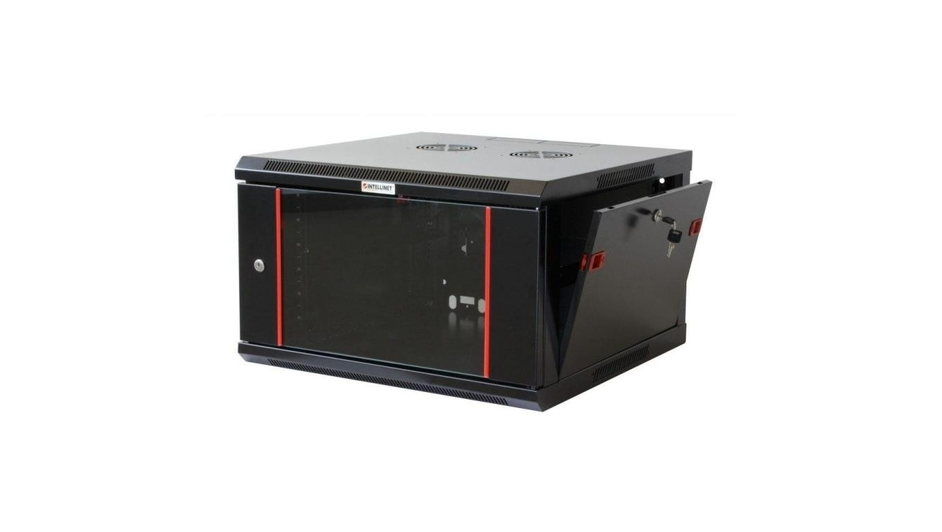 Szafka wisząca złożona 6U 600x450 rack 19 drzwi szkło czarna