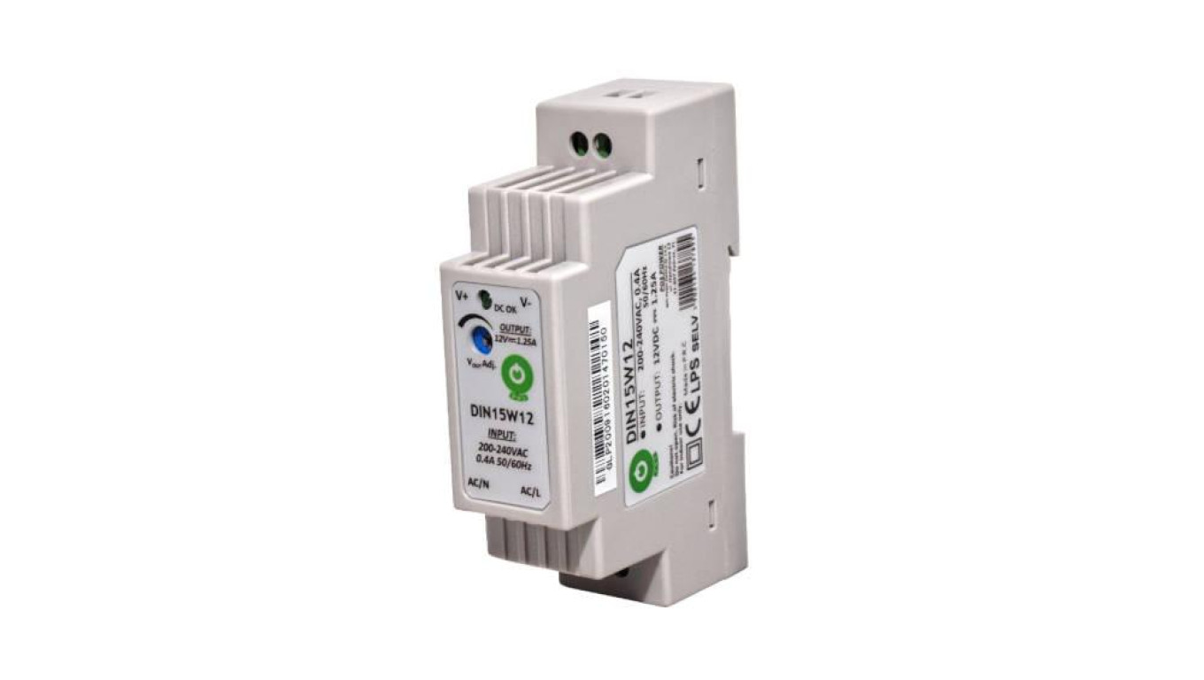 DIN15W12 Zasilacz na szynę DIN 15W 12V