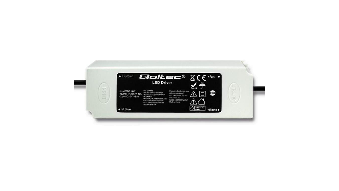 Qoltec Zasilacz impulsowy LED IP67 150W 12V 12.5A Wodoodporny Biały