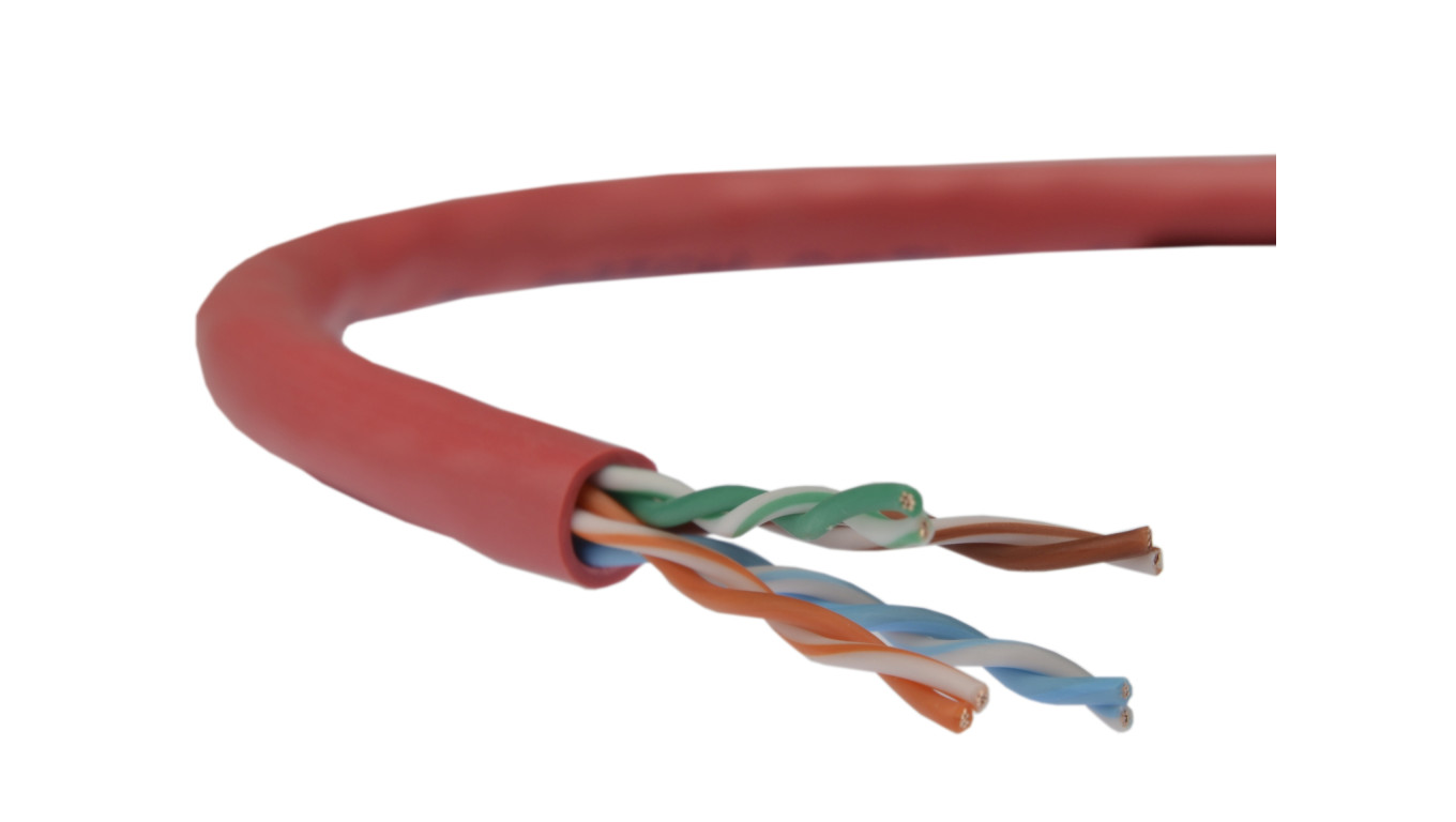 Kabel UTP kat.5e U/UTP 4x2x0,58 linka czerwona Telegärtner /100m/