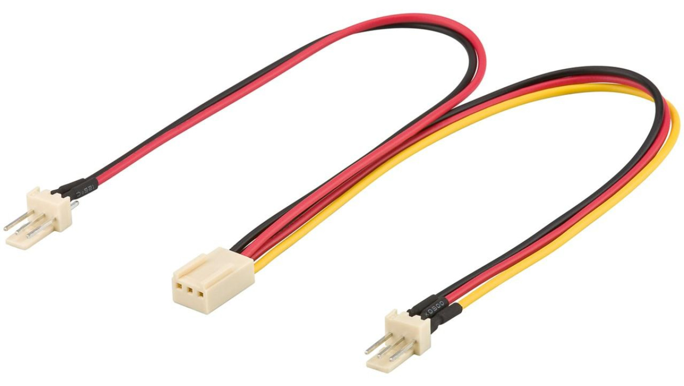 Kabel zasilający typu Y do wentylatora komputerowego, 3-pinowy wtyk/3-pinowe gniazdo - Długość kabla 0.22 m