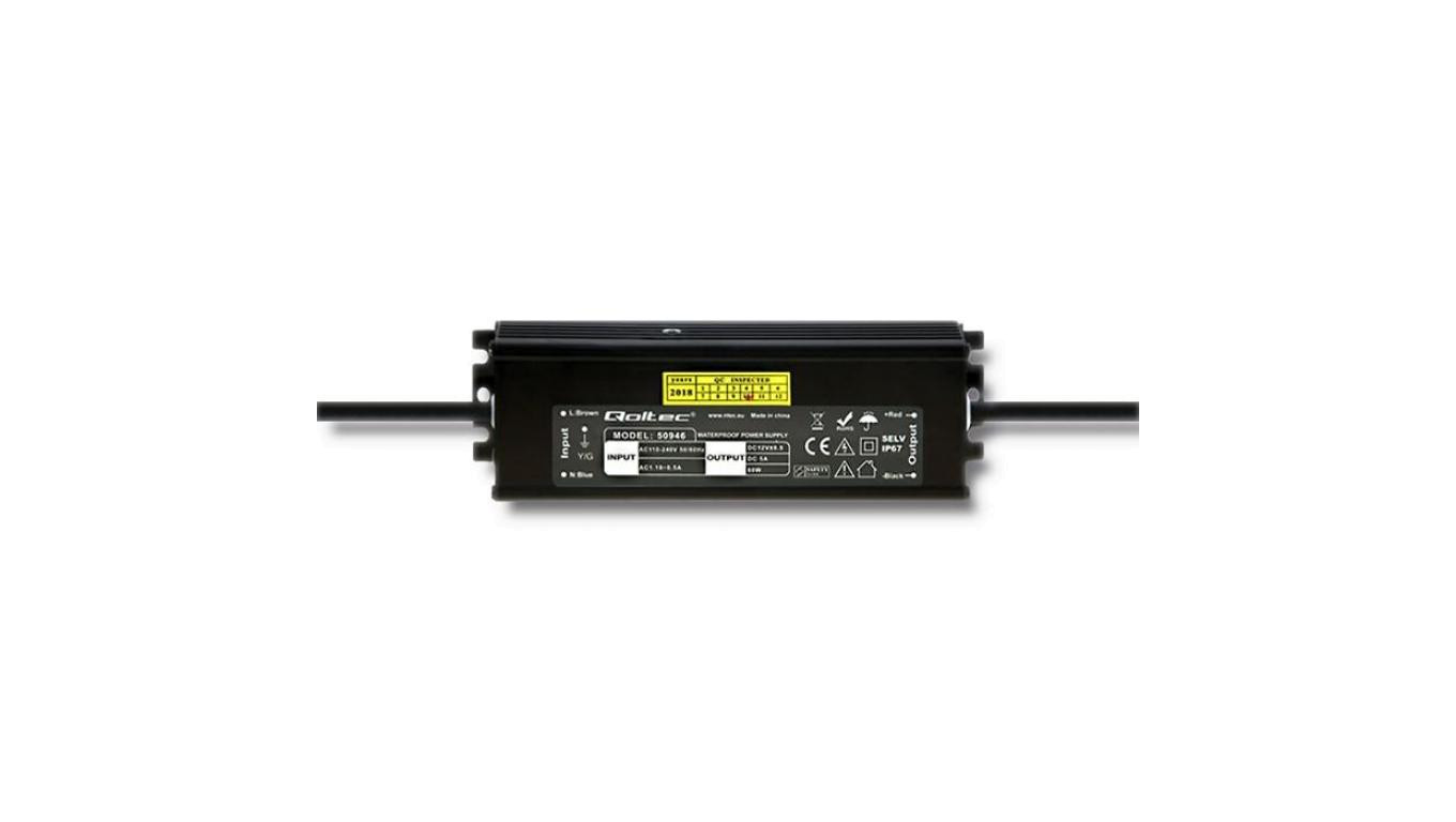 Qoltec Zasilacz impulsowy LED IP67 60W 12V 5A Wodoodporny Czarny