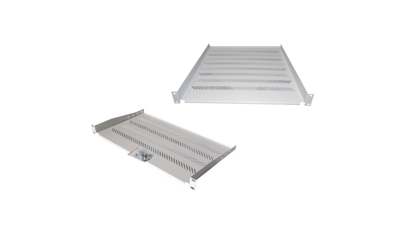 Półka 19 cali 1U G/450 szara (RAL 7035) z podporą TN-19-450-1U-GY