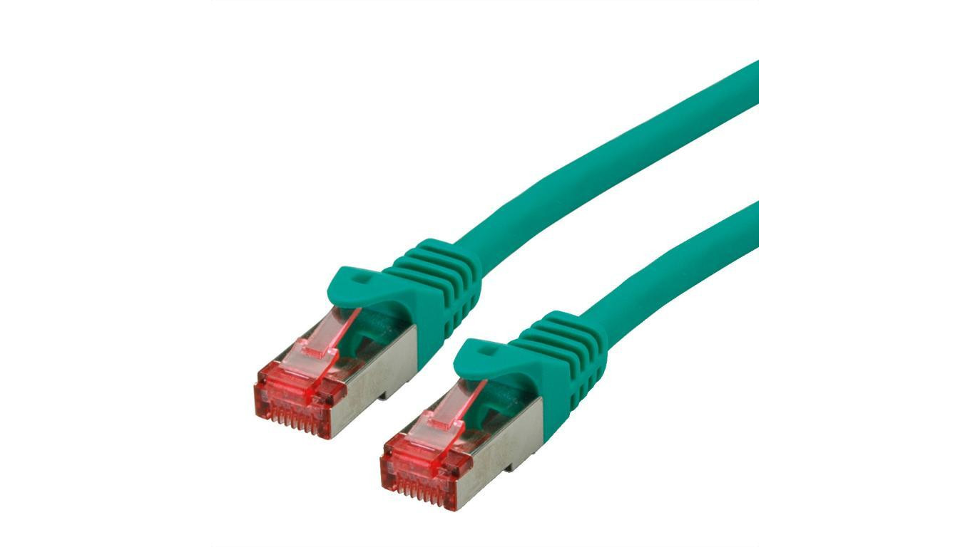 Kabel krosowy ROLINE Cat.6 S/FTP (PiMF), poziom komponentów, LSOH, zielony, 0,3 m