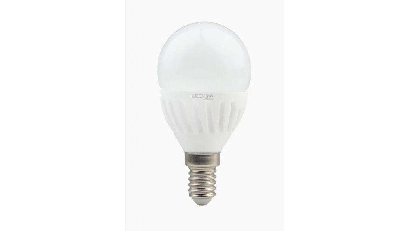 LED line PRIME żarówka LED E14 7W 4000K nautralna 1000lm 140lm/w CERAMICZNA G45 KULKA 5 lat gwar.