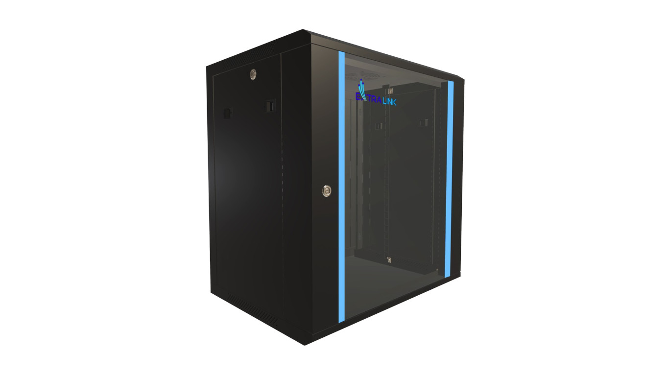 Szafa rack montowana na ścianie Extralink 12U 600x450 Czarna