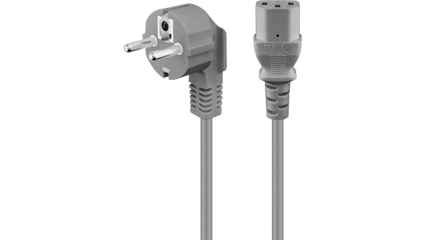 Kabel przyłączeniowy kątowy do urządzeń chłodniczych, 2 m, szary - Długość kabla 2 m