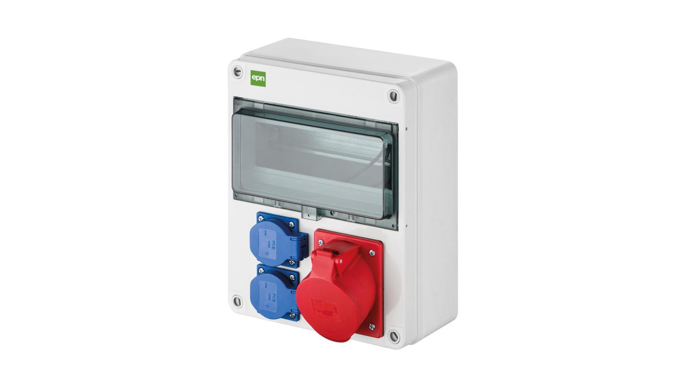 Rozdzielnica budowlana RS-10 10-mod. 2x2P+Z, 32A/5P, IP54 bez zabezpieczeń 6225-00