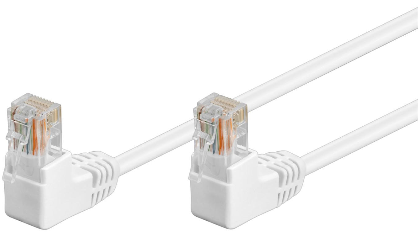 CAT 5eKabel łączący 1x 90 pod kątem,U/UTP, Biały - Długość kabla 0.5 m