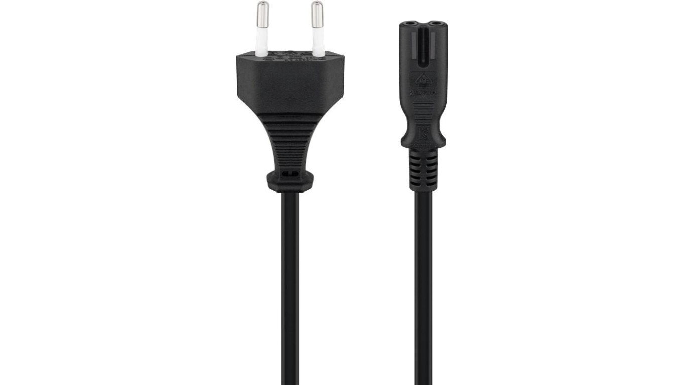 Kabel zasilający z wtyczką Euro, 0,5 m, czarny - Długość kabla 0.5 m