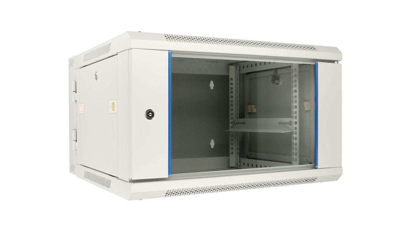 Szafa rack montowana na ścianie, dwusekcyjna Extralink 6U 600x600 AZH Szara