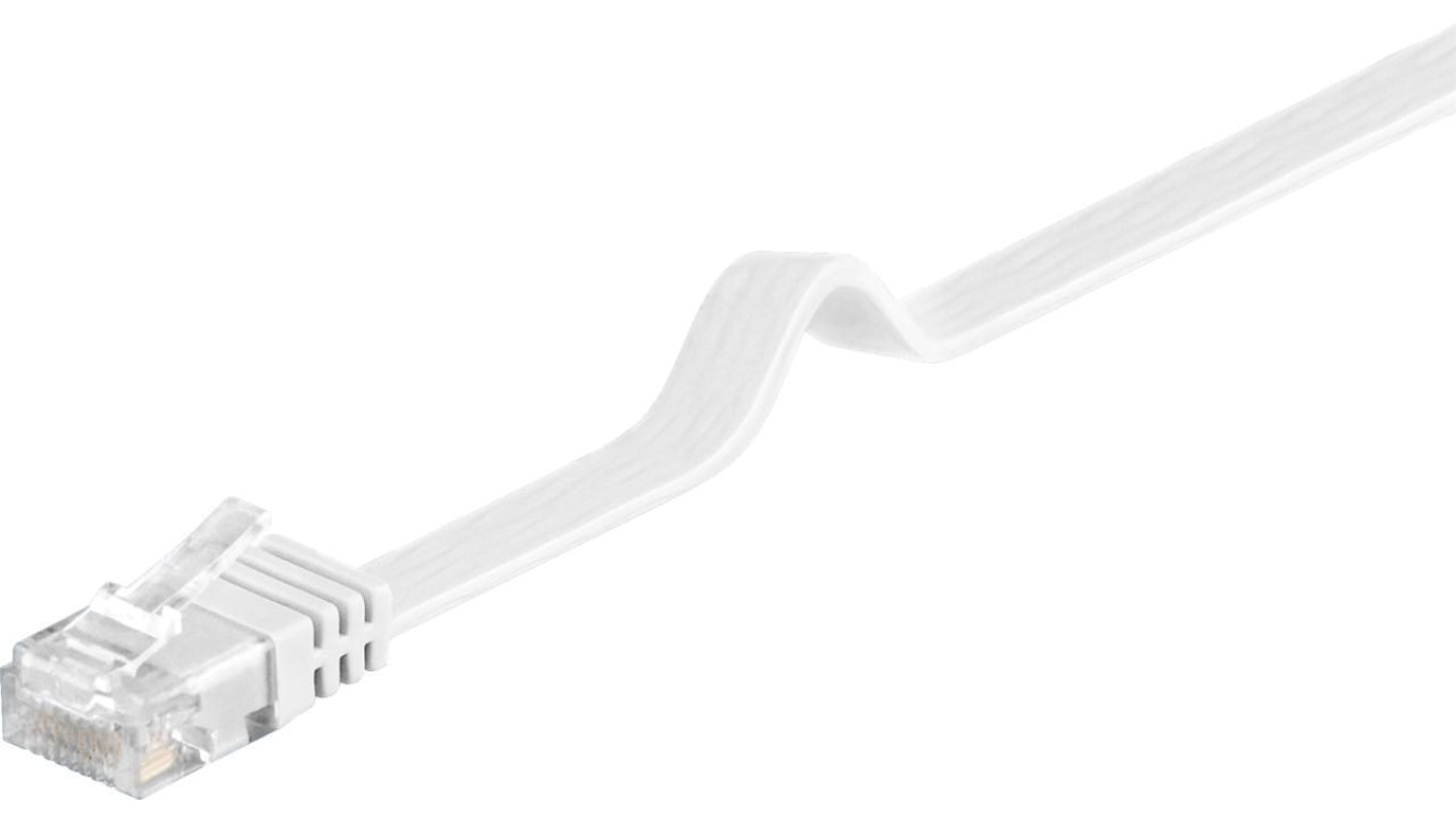CAT 5ePłaska Kabel połączeniowyi,U/UTP, Biały - Długość kabla 7 m