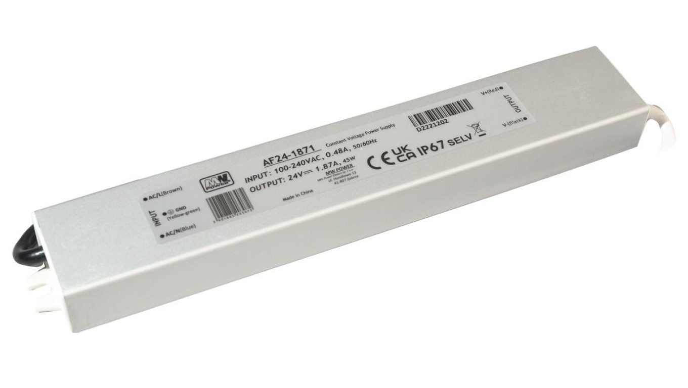 Zasilacz LED 45W 24V IP67 1,88A AF24-1871 MW POWER