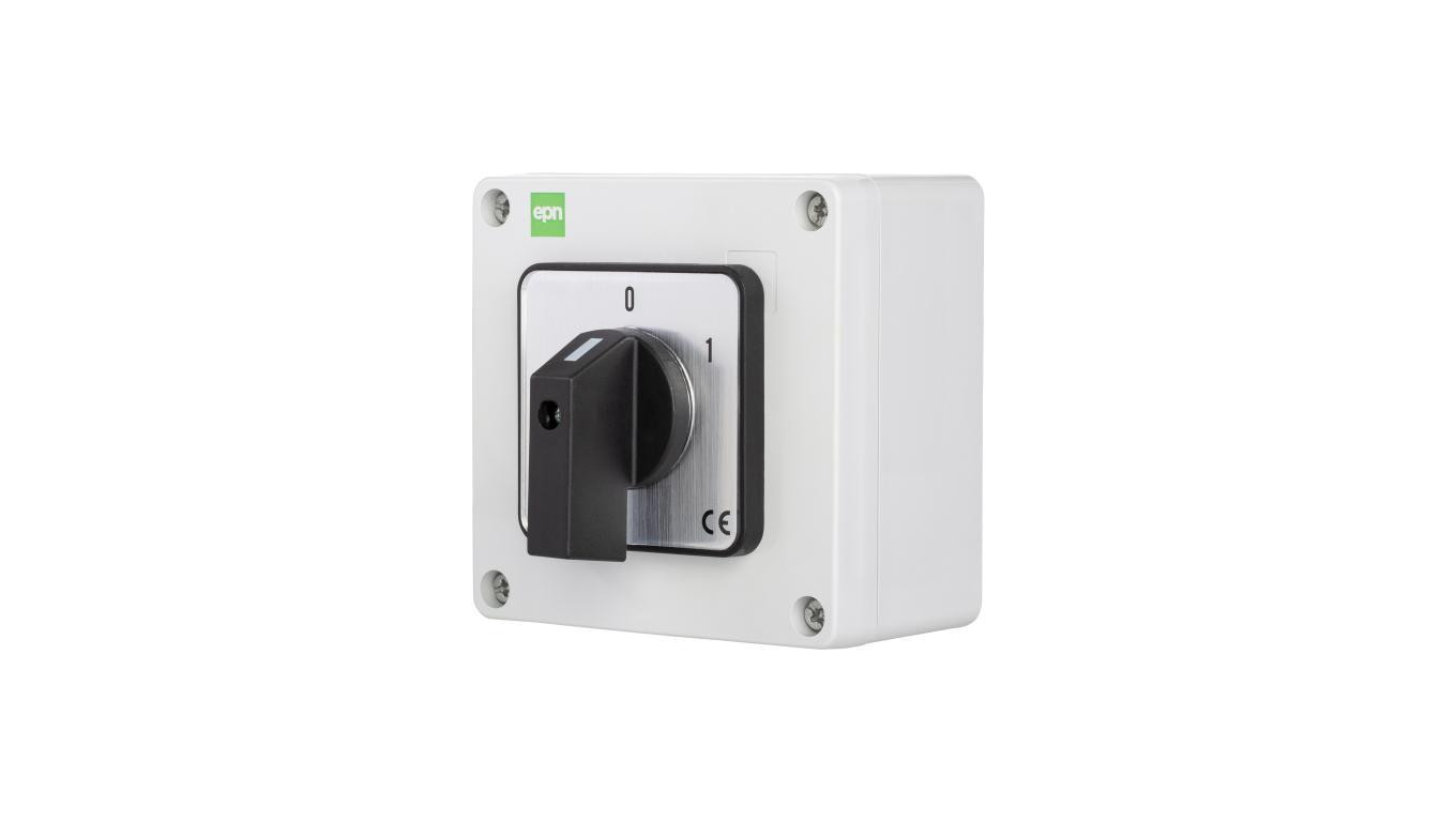 Łącznik krzywkowy 16A/3F 0-1 w obudowie IP65 szary 105x105x66 6160-00