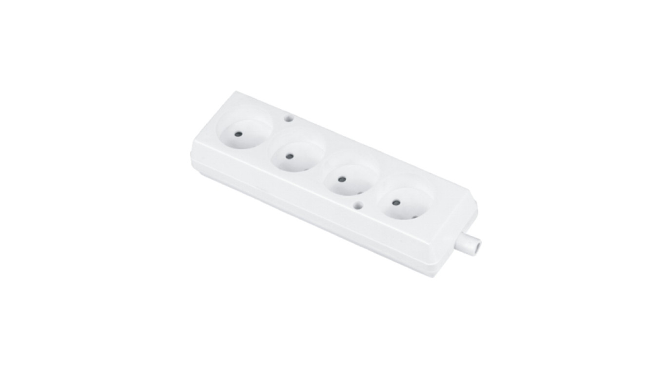 Gniazdo przenośne czterokrotne 16A 2P 250V białe GN-460
