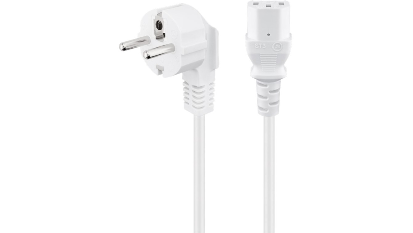 Kabel przyłączeniowy kątowy do urządzeń chłodniczych, 2 m, biały - Długość kabla 2 m