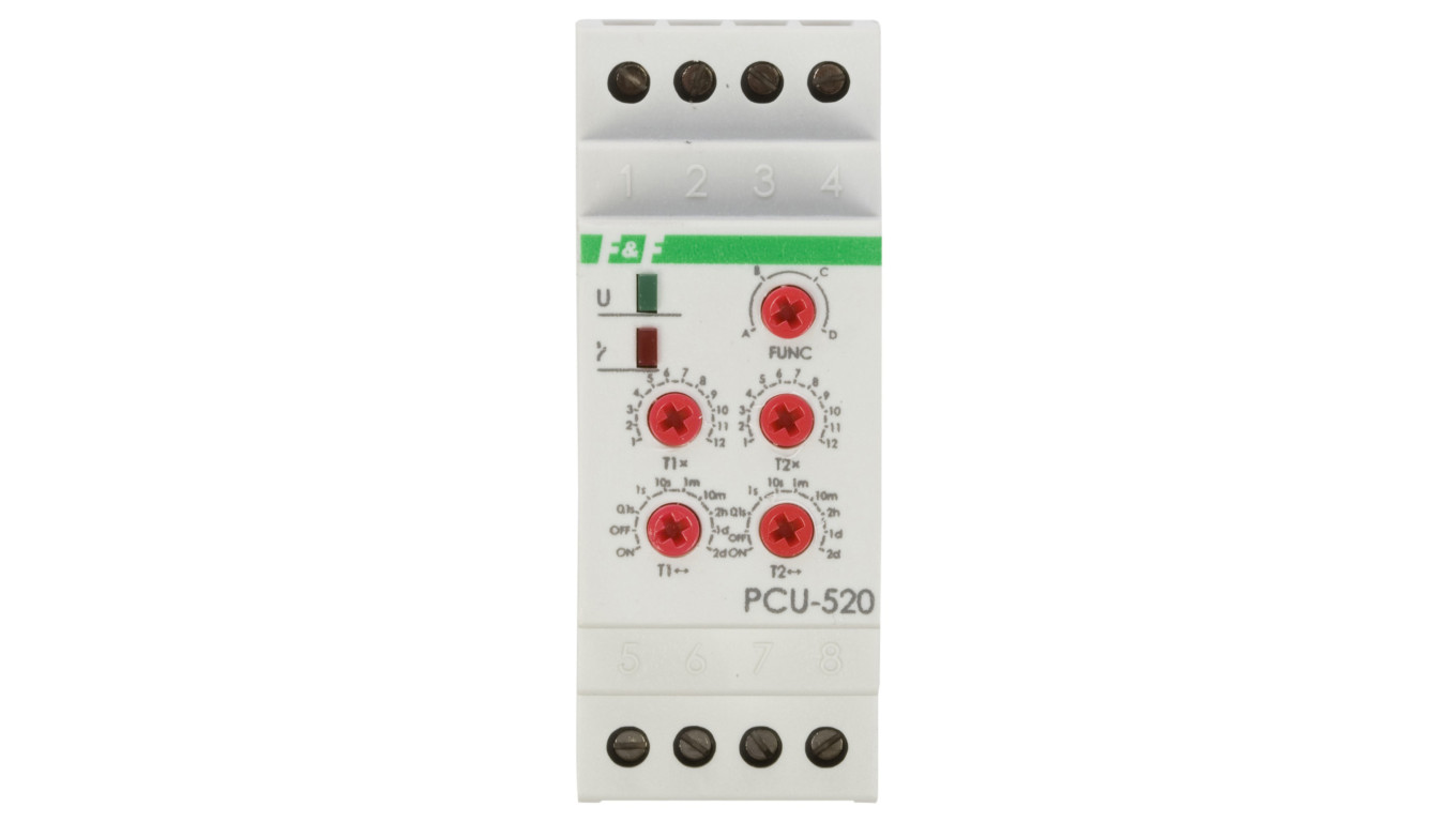 Przekaźnik czasowy 2P 8A 0,1sek-576h 230V AC wielofunkcyjny PCU-520