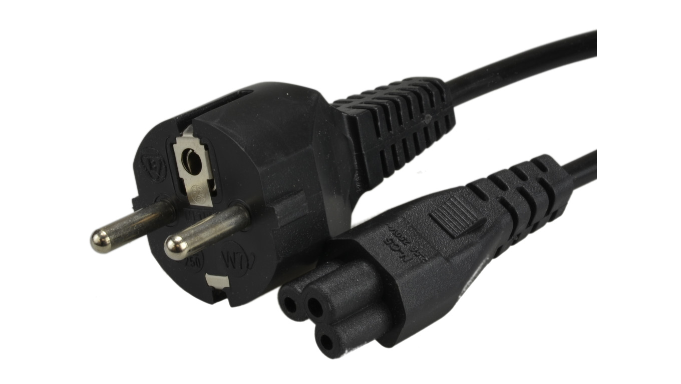 Kabel zasilający 230V 2,5A notebook 1,8m czarny
