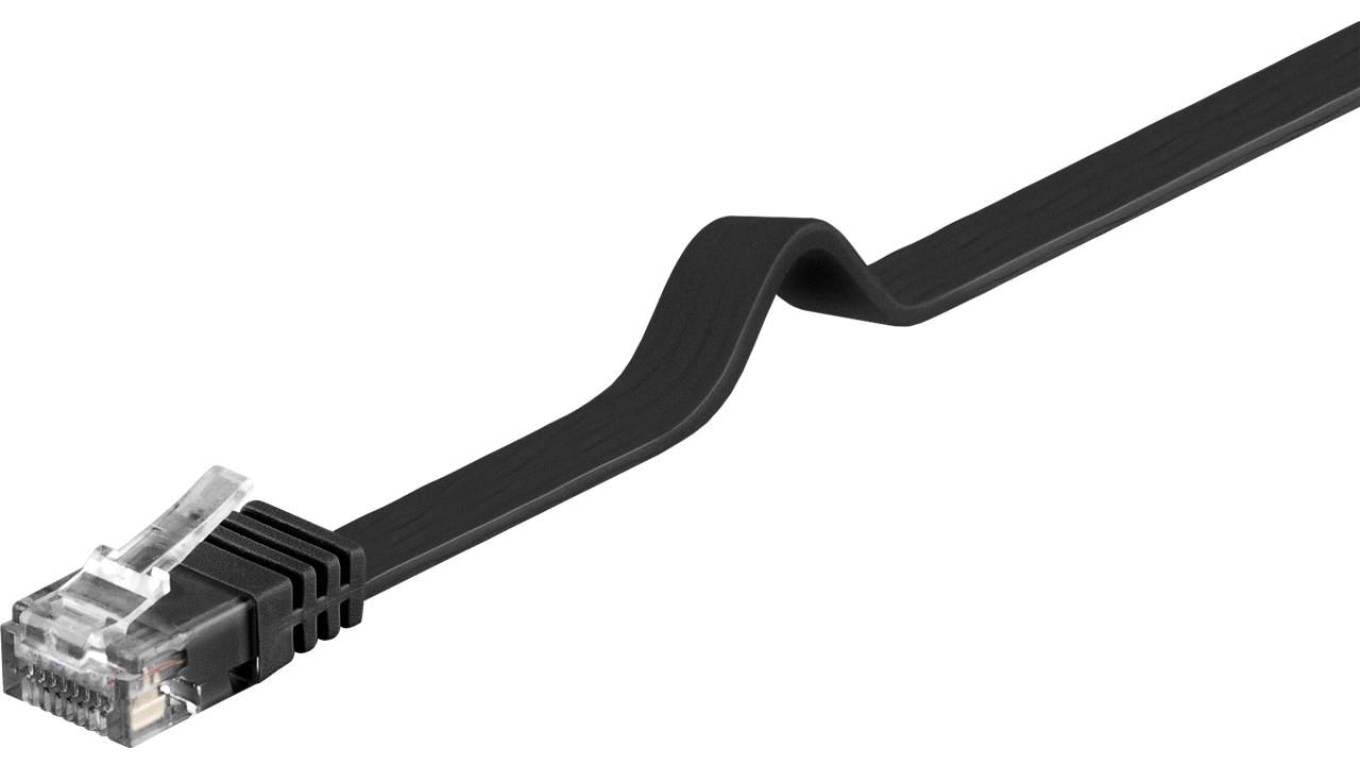 CAT 6Płaska Kabel połączeniowy,U/UTP, czarny - Długość kabla 3 m