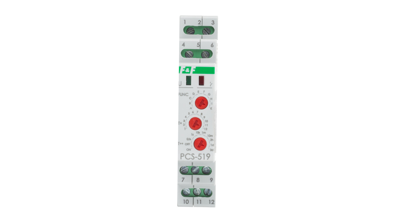 Przekaźnik czasowy 2P 8A 0,1sek-576h 12V AC/DC wielofunkcyjny PCS-519-12V