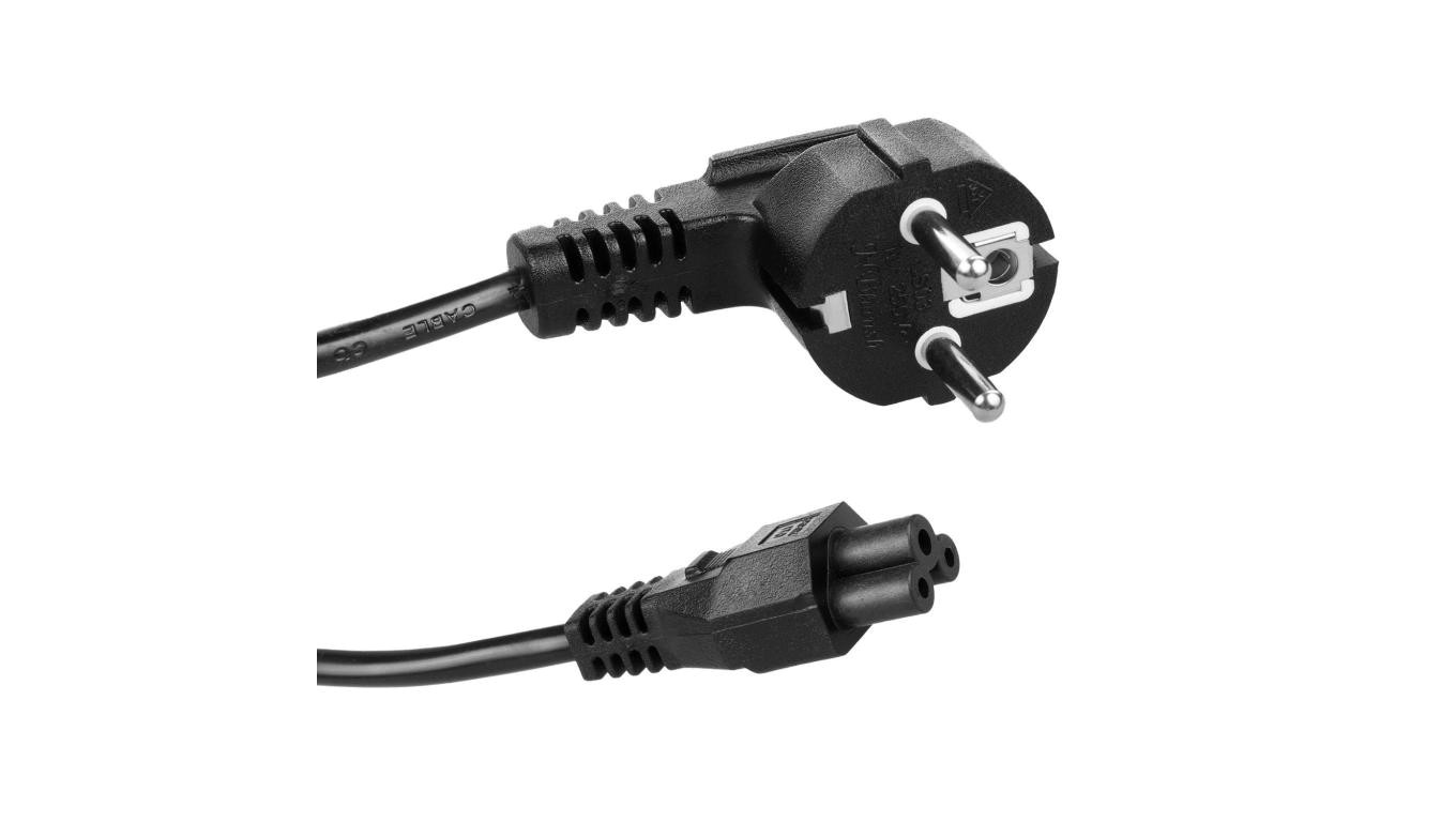 Kabel zasilający typu koniczynka Maclean, 3 pin, wtyk EU, 1.5m, MCTV-857