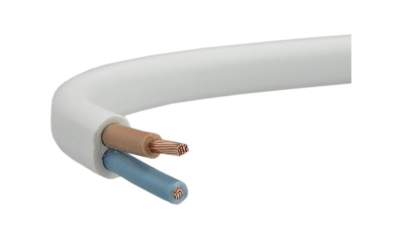 Przewód prądowy H03VVH2-F / OMYp 300V 2x1 płaski biały linka Elektrokabel /50m/