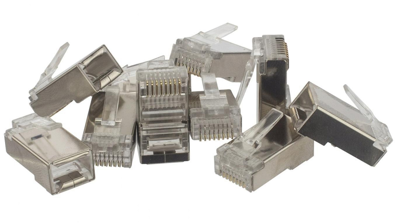 Wtyk modularny RJ45 8P8C kat.5e ekranowany FTP uniwersalny drut linka NEKU opakowanie WORECZEK 10szt.