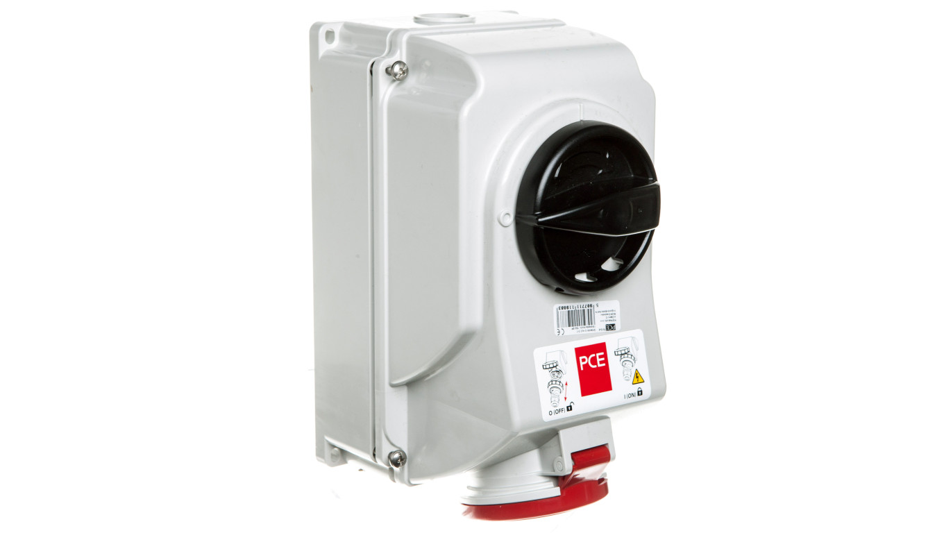 Gniazdo stałe z wyłącznikiem 0-1 duże 16A 5P 400V IP44 /blokada mechaniczna/ 7515-6
