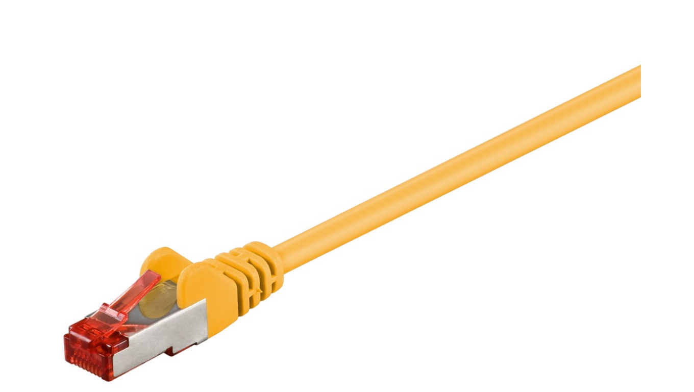 CAT 6 Kabel łączący, S/FTP (PiMF), Żółty - Długość kabla 0.15 m