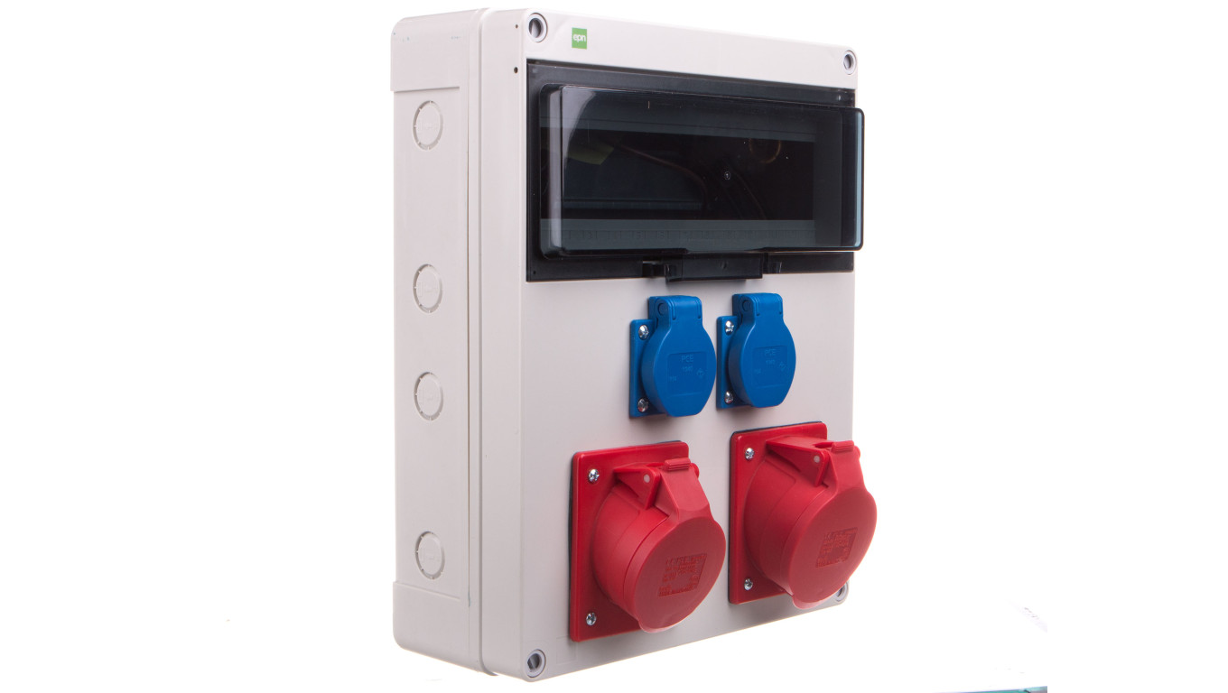 Rozdzielnica budowlana RS-12 12-mod. 2x2P+Z, 16A/5P, 32A/5P, IP44 bez zabezpieczeń 6210-00