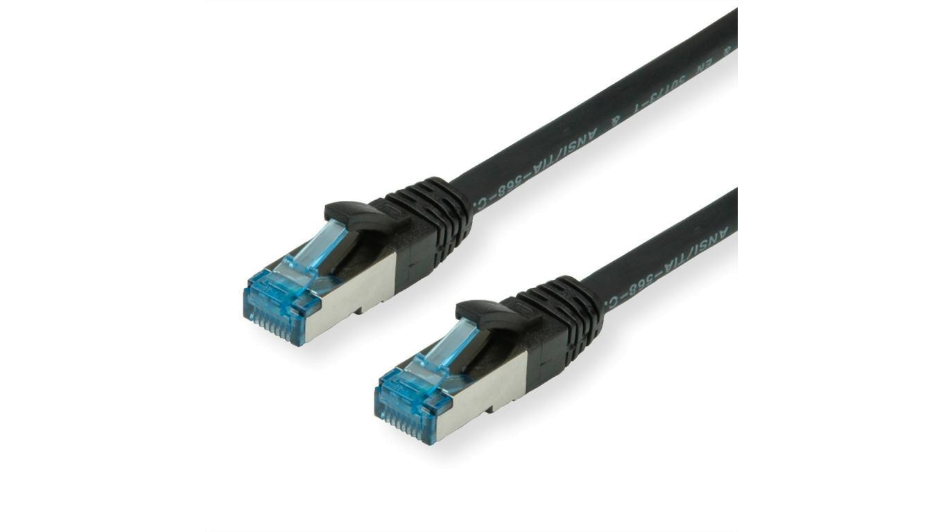 Kabel krosowy VALUE Cat.6A (Class EA) S/FTP (PiMF), LSOH, czarny, 5 m