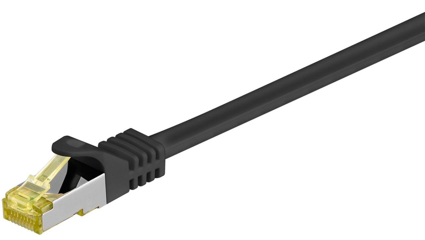 RJ45 patchkabel, CAT 6A S/FTP (PiMF), 500 MHz z CAT 7 kable surowym, czarny - Długość kabla 3 m