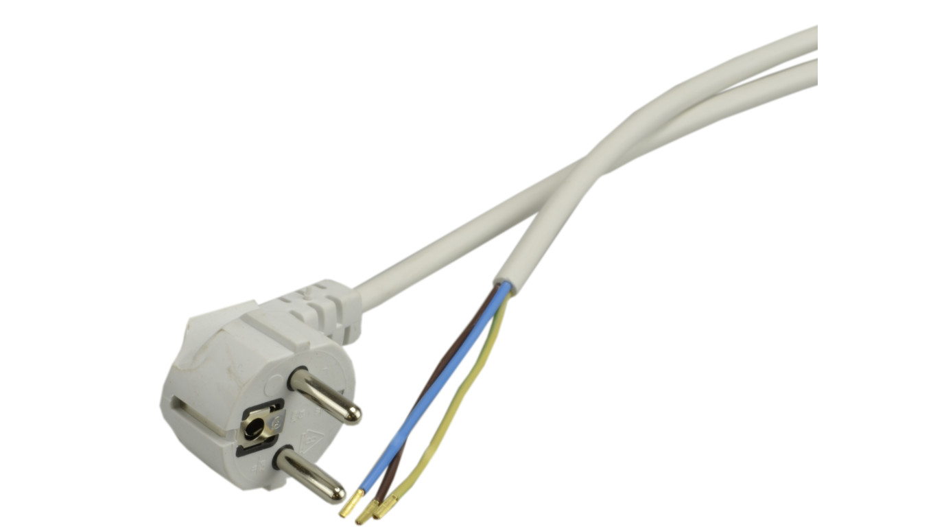 Przewód przyłączeniowy z wtyczką WJ-22 z/u Uni-Schuko 3m H03VVF 3x1,5 biały