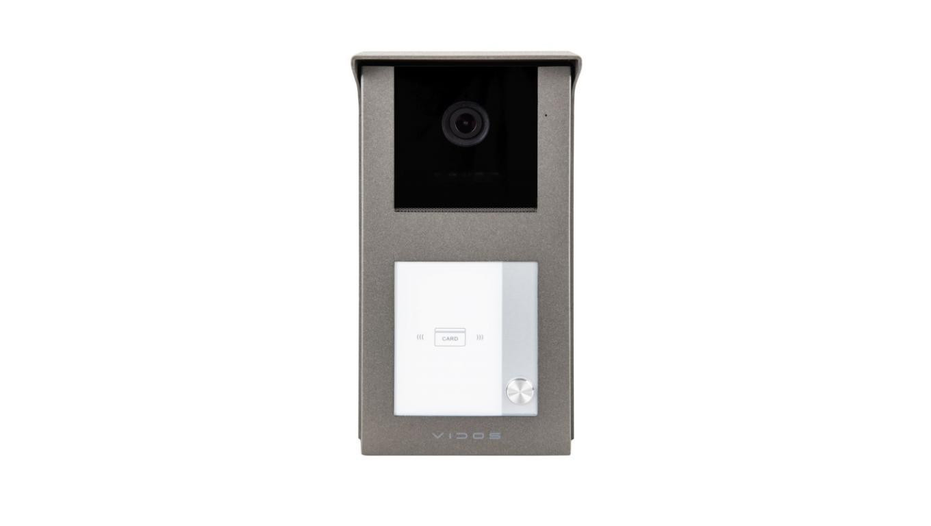 Stacja bramowa jednolokatorska z czytnikiem RFID. Kamera Full HD, kąt widzenia ok. 125 Vidos 2IP S201-1