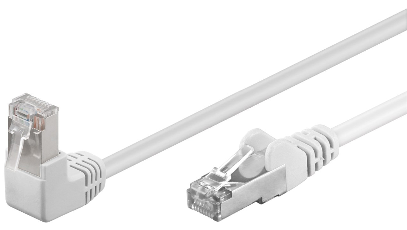 CAT 5eKabel łączący 1x 90 pod kątem,F/UTP, biały - Długość kabla 0.25 m