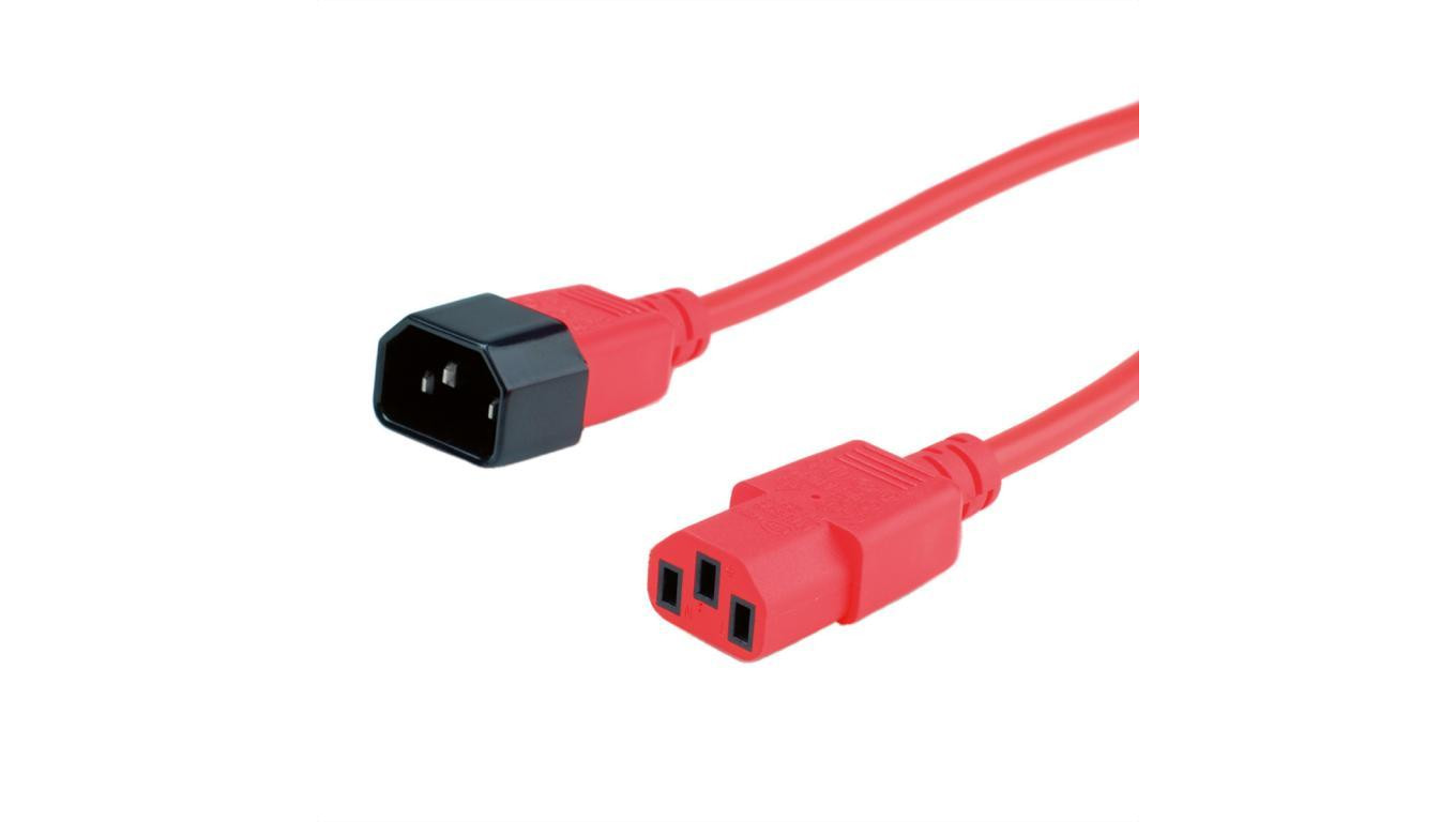 Przedłużacz zasilania ROLINE, IEC 320 C14 - C13, czerwony, 3 m