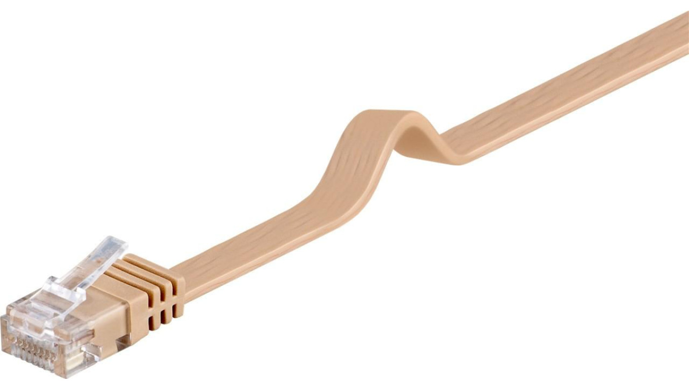 CAT 6Płaska Kabel połączeniowy,U/UTP, Jasnobrązowy - Długość kabla 20 m