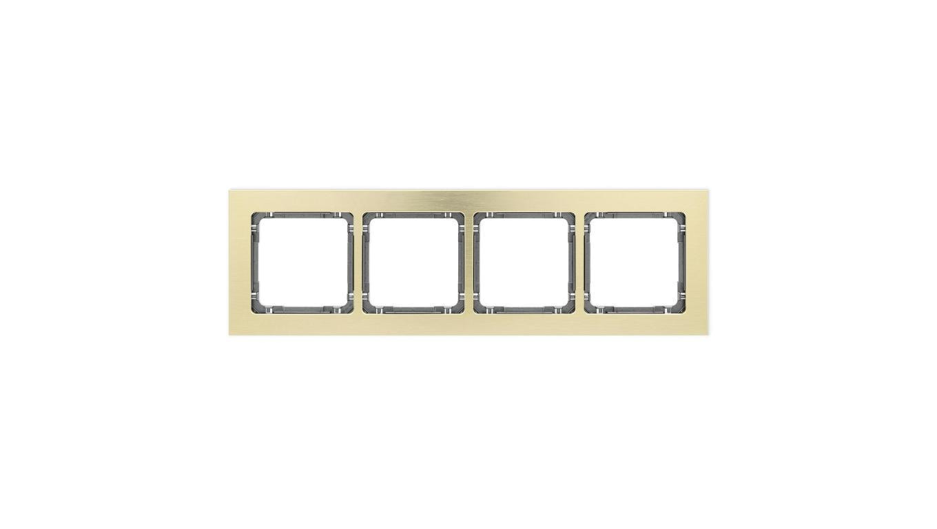 DECO Ramka uniwersalna poczwórna - aluminium szczotkowane (ramka: kolor mosiężny spód: grafitowy) 8-11-DRA-4