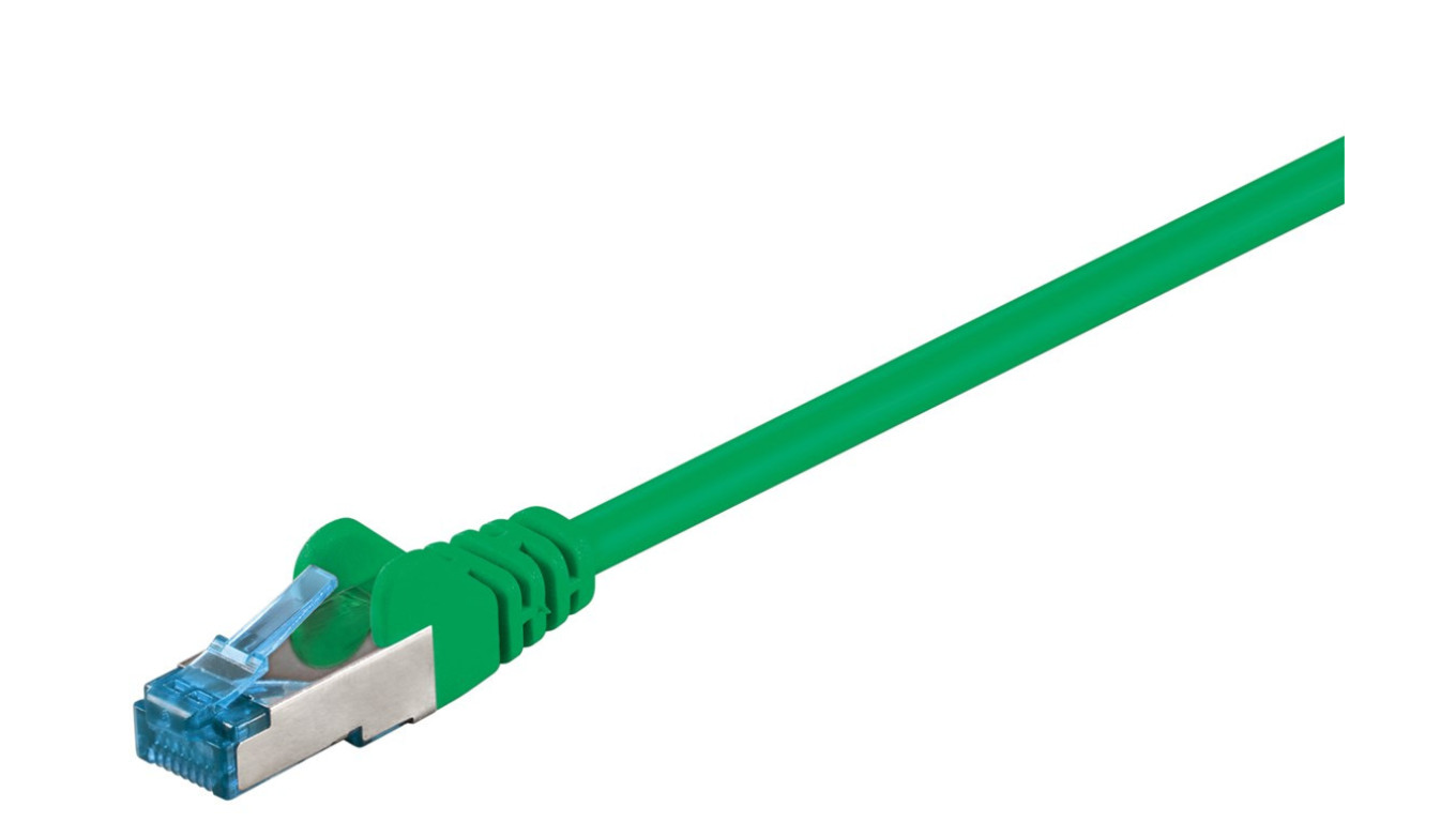 CAT 6AKabel łączący, S/FTP (PiMF), Zielony - Długość kabla 0.25 m
