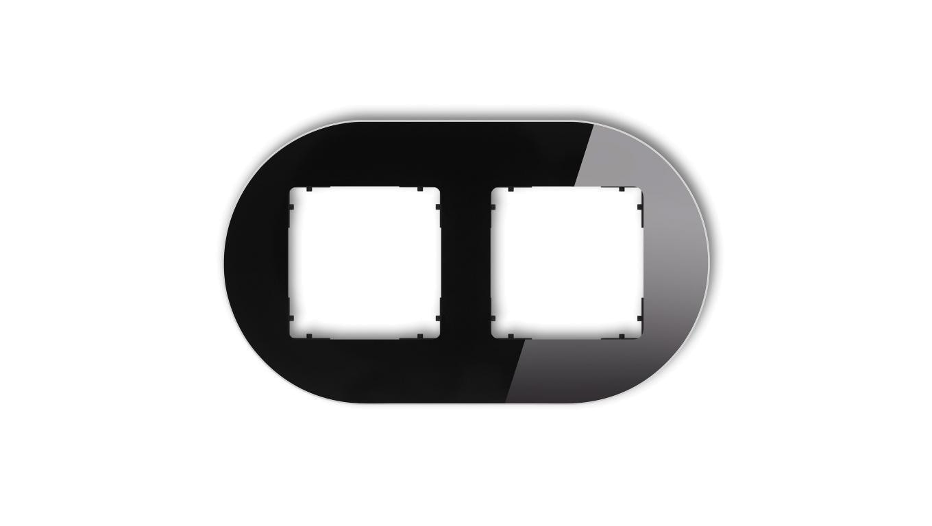 ICON Ramka uniwersalna podwójna okrągła - efekt szkła (ramka: czarna spód: czarny) 12-12-IRSO-2