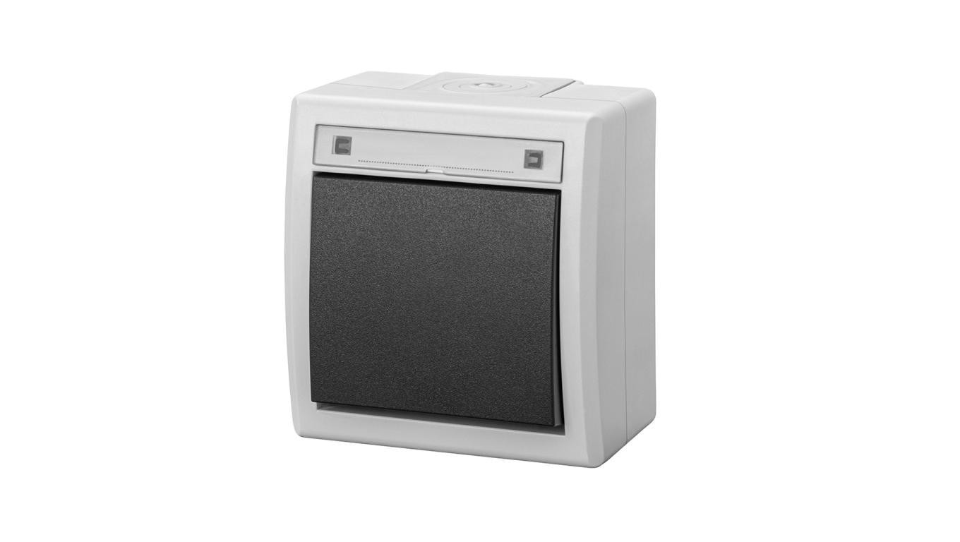 AQUANT 2K łącznik natynkowy 1-biegunowy (schodowy) IP55 szary 5001-10