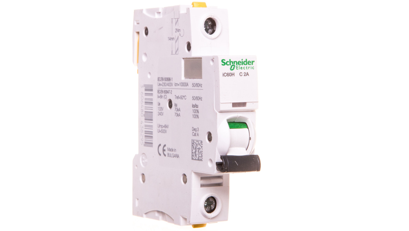 Wyłącznik nadprądowy 1P C 2A 10kA AC iC60H-C2 A9F07102