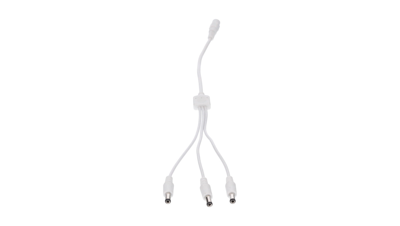 Rozgałęźnik DC 5.5X2.1 3W-1G biały 32cm 22/20awg