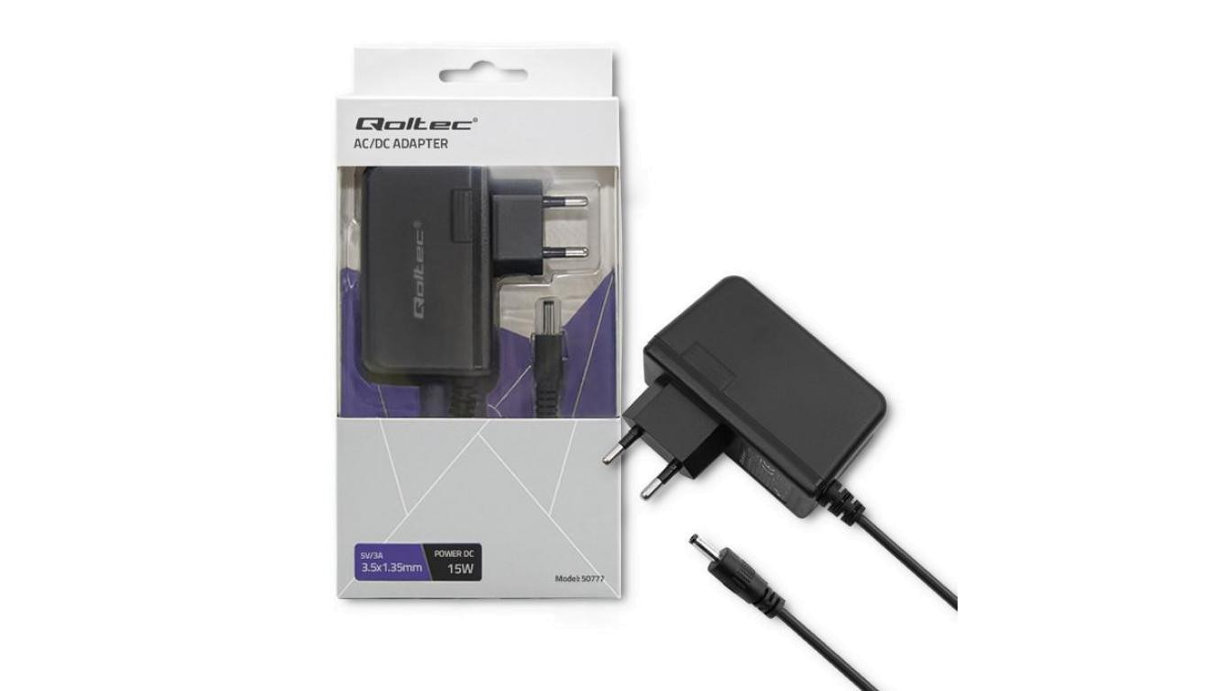 Qoltec Zasilacz wtyczkowy 15W 5V 3A 3.5*1.35