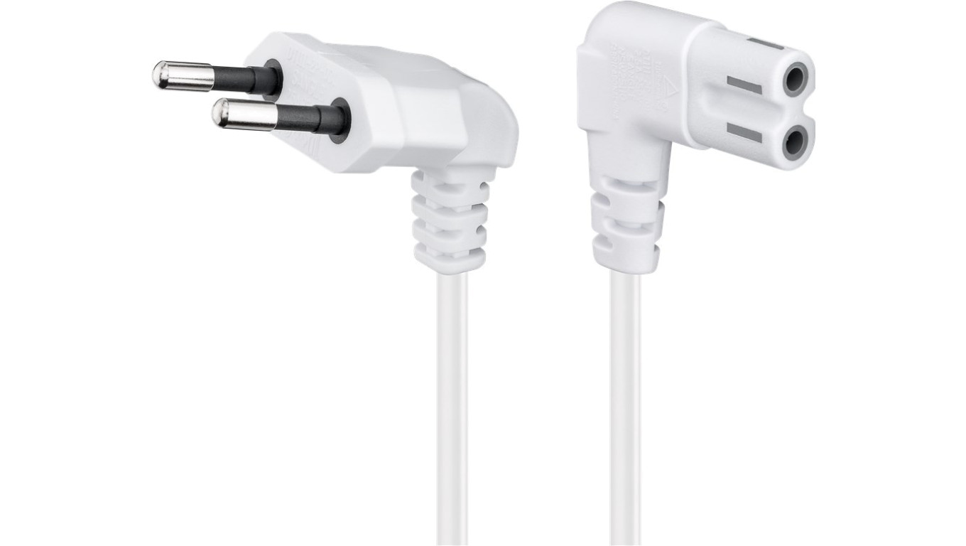 Kabel przyłączeniowy z wtyczką Euro, obustronnie kątowy, 0,75 m, biały - Długość kabla 0.75 m